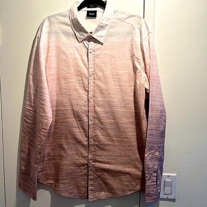 Hugo Boss XL slim fit button down ombré pink into grey, stunning shirt!!